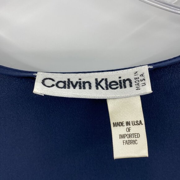 Vintage Calvin Klein OS Full Length Robe Navy Glossy Satin 90s Y2K Missing Belt - Picture 5 of 7